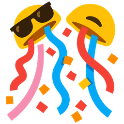 Smiling face with sunglasses and Confetti ball