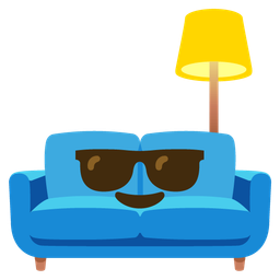 Smiling face with sunglasses and Couch and lamp