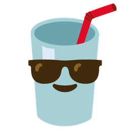 Smiling face with sunglasses and Cup with straw
