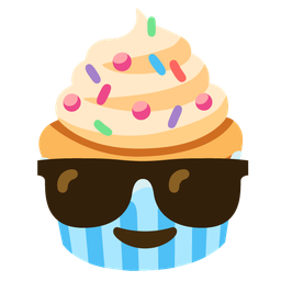 Smiling face with sunglasses and Cupcake