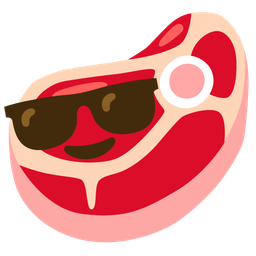 Smiling face with sunglasses and Cut of meat