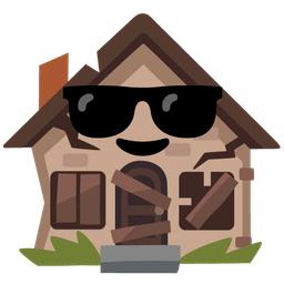 Smiling face with sunglasses and Derelict house