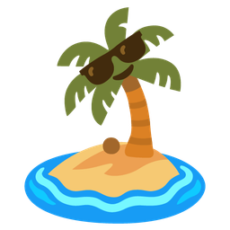 Smiling face with sunglasses and Desert island