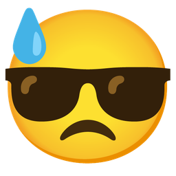 Smiling face with sunglasses and Downcast face with sweat