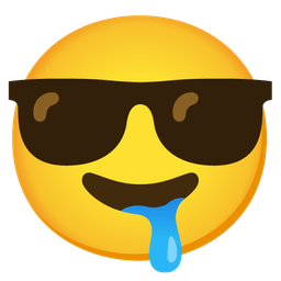 smiling face with sunglasses and drooling face
