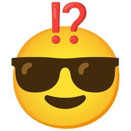 Smiling face with sunglasses and Exclamation question mark
