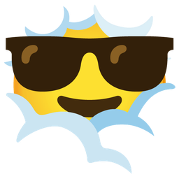 smiling face with sunglasses and face in clouds