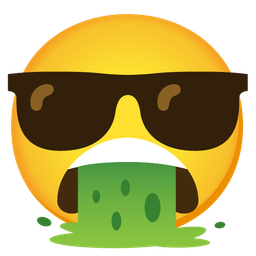 Smiling face with sunglasses and Face vomiting