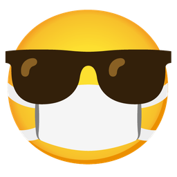 Smiling face with sunglasses and Face with medical mask