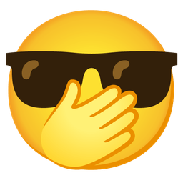 smiling face with sunglasses and face with open eyes and hand over mouth