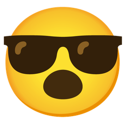 Smiling face with sunglasses and Face with open mouth