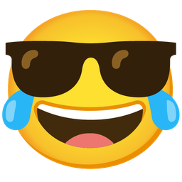 Smiling face with sunglasses and Face with tears of joy