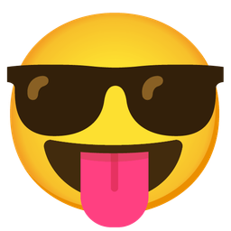 Smiling face with sunglasses and Face with tongue