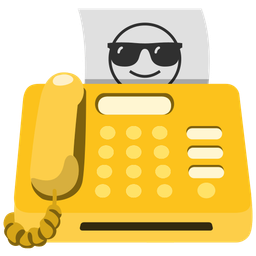 Smiling face with sunglasses and Fax machine