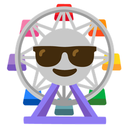 Smiling face with sunglasses and Ferris wheel