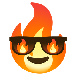 Smiling face with sunglasses and Fire
