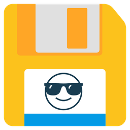 Smiling face with sunglasses and Floppy disk