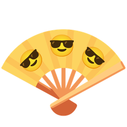 Smiling face with sunglasses and Folding hand fan