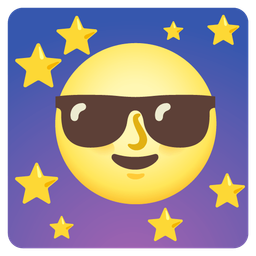 Smiling face with sunglasses and Full moon face