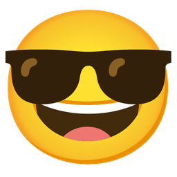 Smiling face with sunglasses and Grinning face with smiling eyes