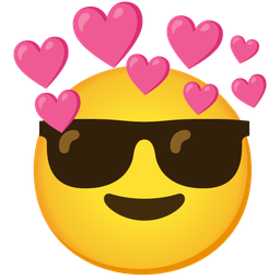 Smiling face with sunglasses and Heart with arrow