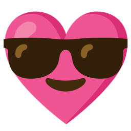 Smiling face with sunglasses and Heart with ribbon