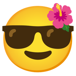 Smiling face with sunglasses and Hibiscus