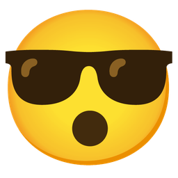 Smiling face with sunglasses and Hushed face