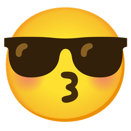 Smiling face with sunglasses and Kissing face with closed eyes