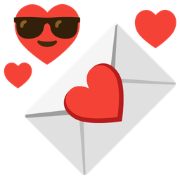 smiling face with sunglasses and love letter