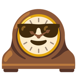Smiling face with sunglasses and Mantelpiece clock