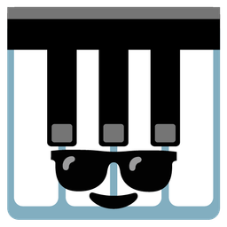 Smiling face with sunglasses and Musical keyboard
