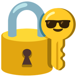 Smiling face with sunglasses and Old key