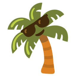 Smiling face with sunglasses and Palm tree