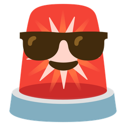 Smiling face with sunglasses and Police car light