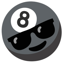 Smiling face with sunglasses and Pool 8 ball