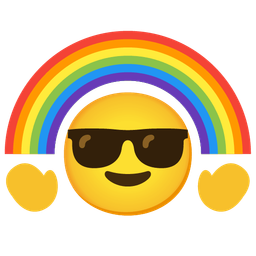 Smiling face with sunglasses and Rainbow