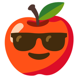 Smiling face with sunglasses and Red apple
