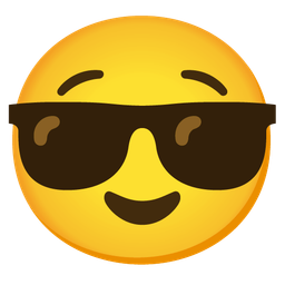 smiling face with sunglasses and relieved face