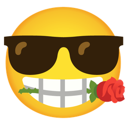 Smiling face with sunglasses and Rose
