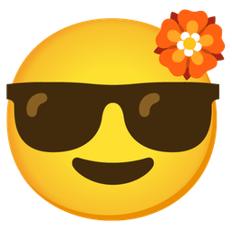 Smiling face with sunglasses and Rosette