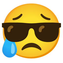 Smiling face with sunglasses and Sad but relieved face