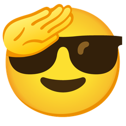 smiling face with sunglasses and saluting face