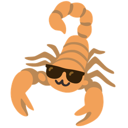 Smiling face with sunglasses and Scorpion