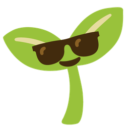 Smiling face with sunglasses and Seedling