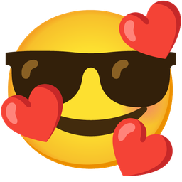 Smiling face with sunglasses and Smiling face with hearts
