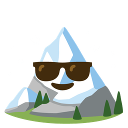 Smiling face with sunglasses and Snow-capped mountain