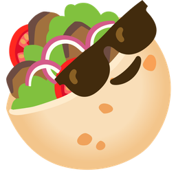 Smiling face with sunglasses and Stuffed flatbread