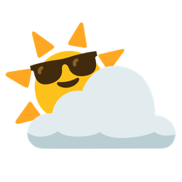 Smiling face with sunglasses and Sun behind cloud