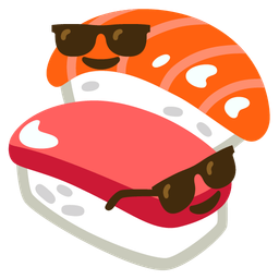Smiling face with sunglasses and Sushi